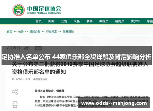 足协准入名单公布 44家俱乐部全貌详解及背后影响分析